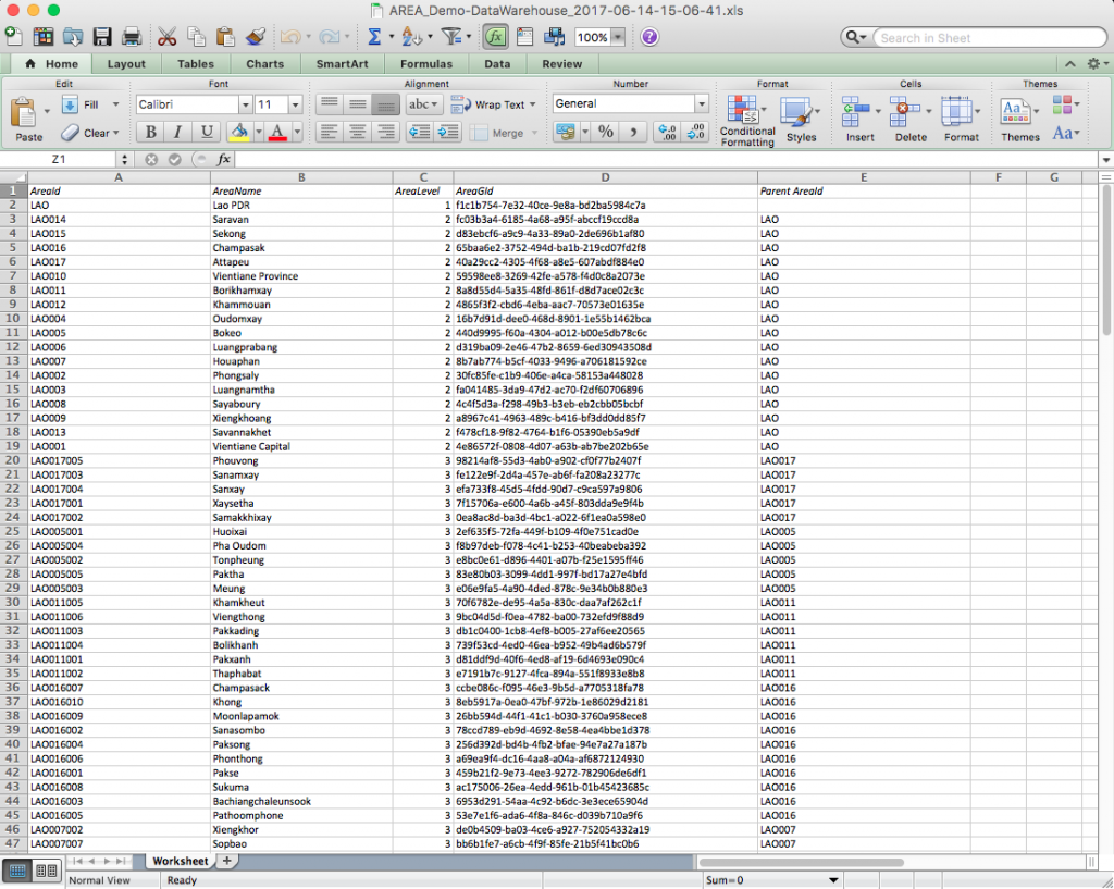 Exported Data Screenshot
